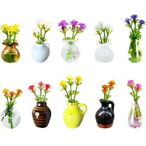 Colorful Ceramic and Glass Flower Vases Set
